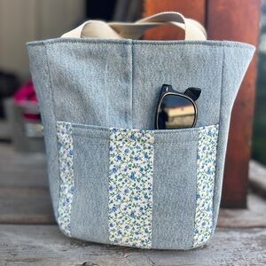 Denim Floral Tote Bag